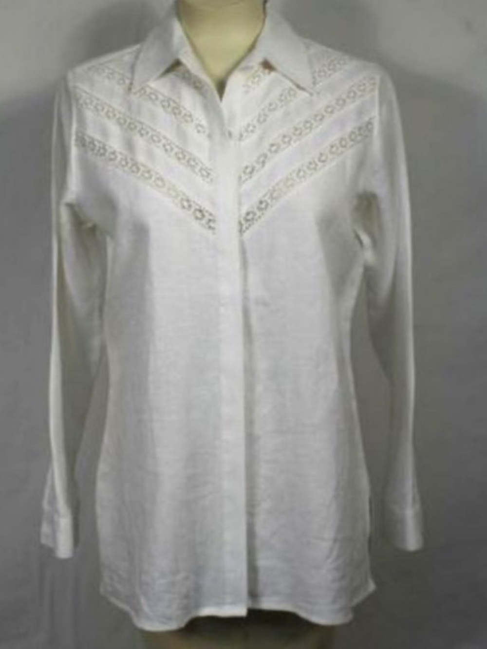 100% Irish Linen & Lace button up shirt S - Picture 3 of 12